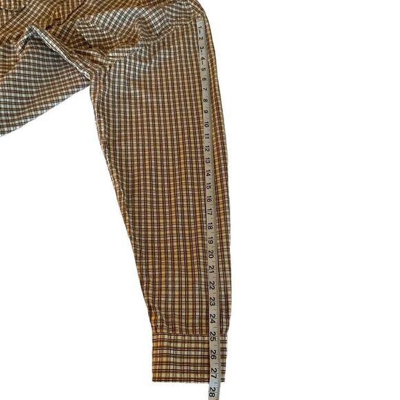 Old Navy Vintage Fit Shirt Collar Plaid Tan Blue Red Brown Snap Front Men XXL - Picture 9 of 11